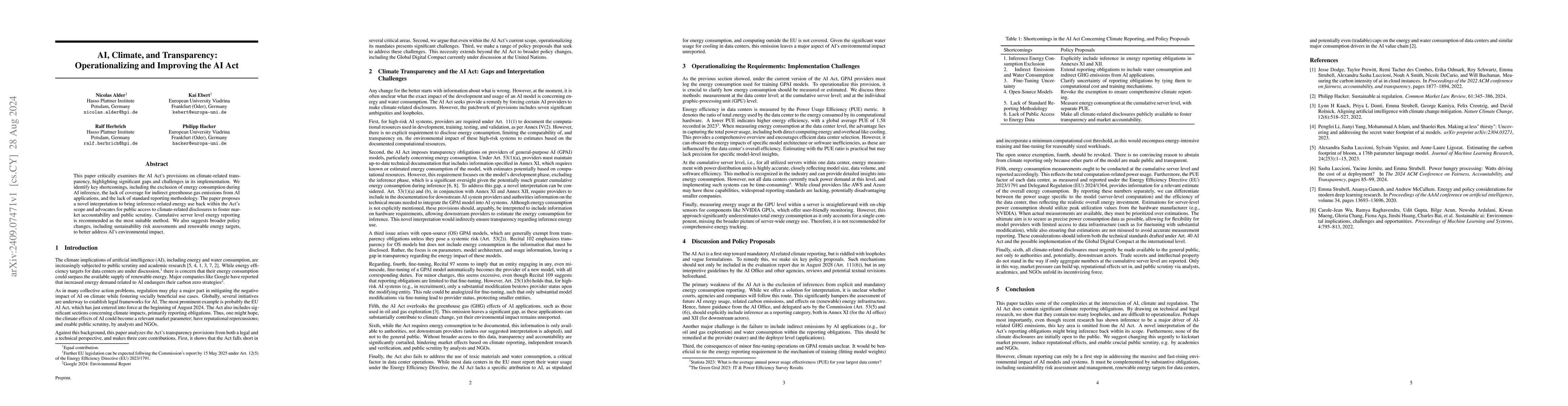 Thumbnail for AI, Climate, and Transparency: Operationalizing and Improving the AI Act