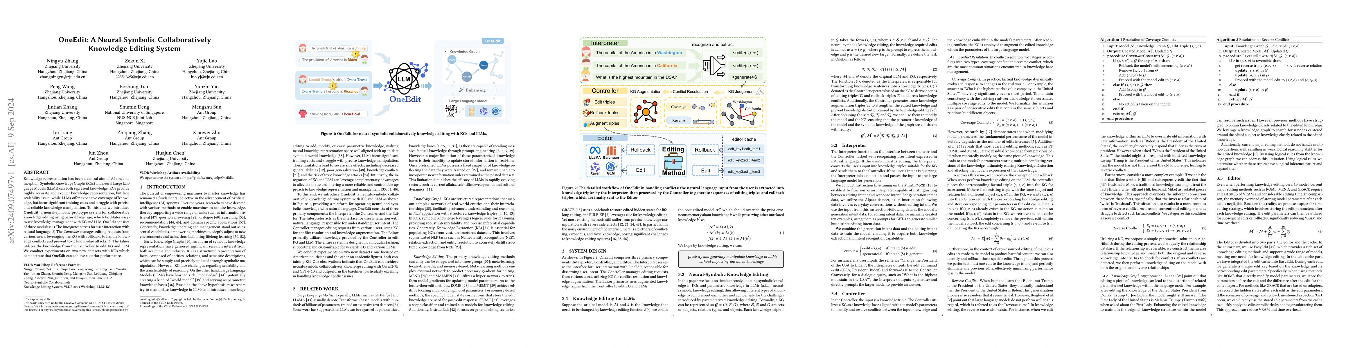 Thumbnail for OneEdit: A Neural-Symbolic Collaboratively Knowledge Editing System
