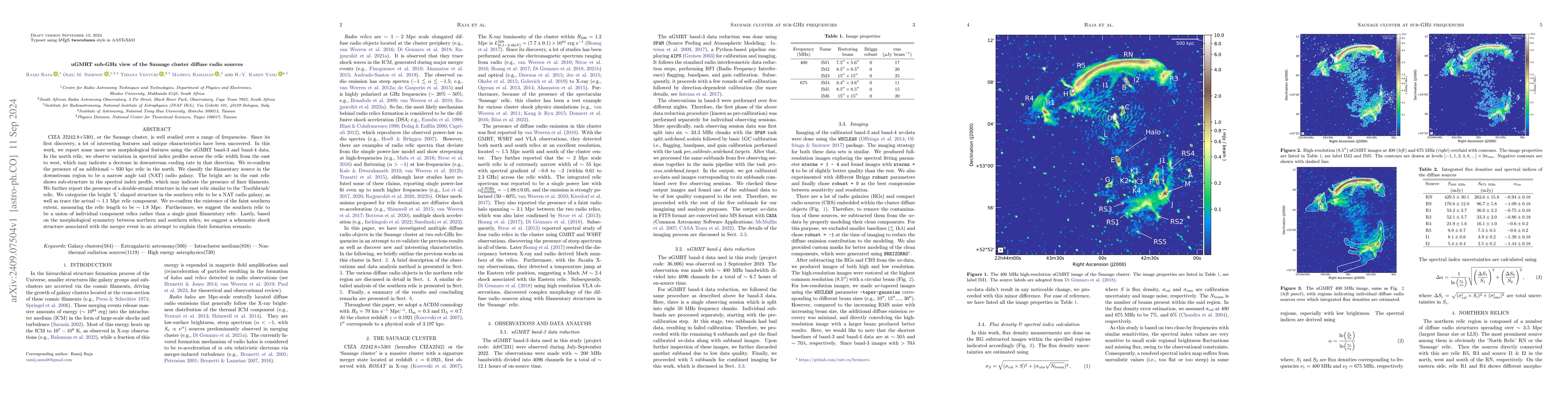 Thumbnail for uGMRT sub-GHz view of the Sausage cluster diffuse radio sources