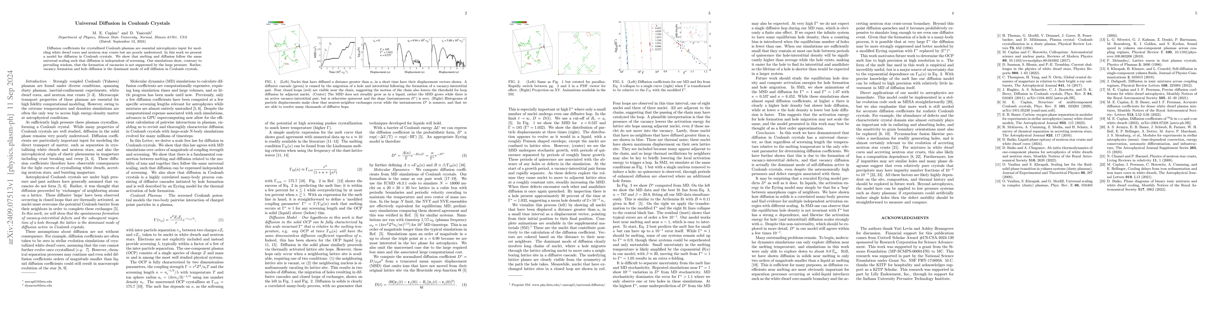Thumbnail for Universal Diffusion in Coulomb Crystals
