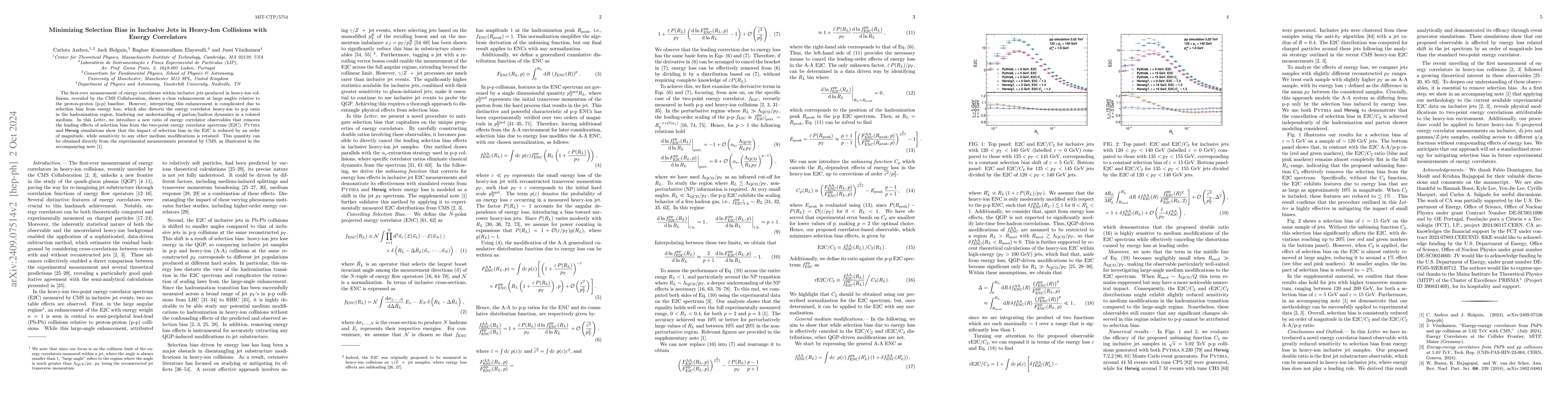Thumbnail for Minimizing Selection Bias in Inclusive Jets in Heavy-Ion Collisions with
  Energy Correlators