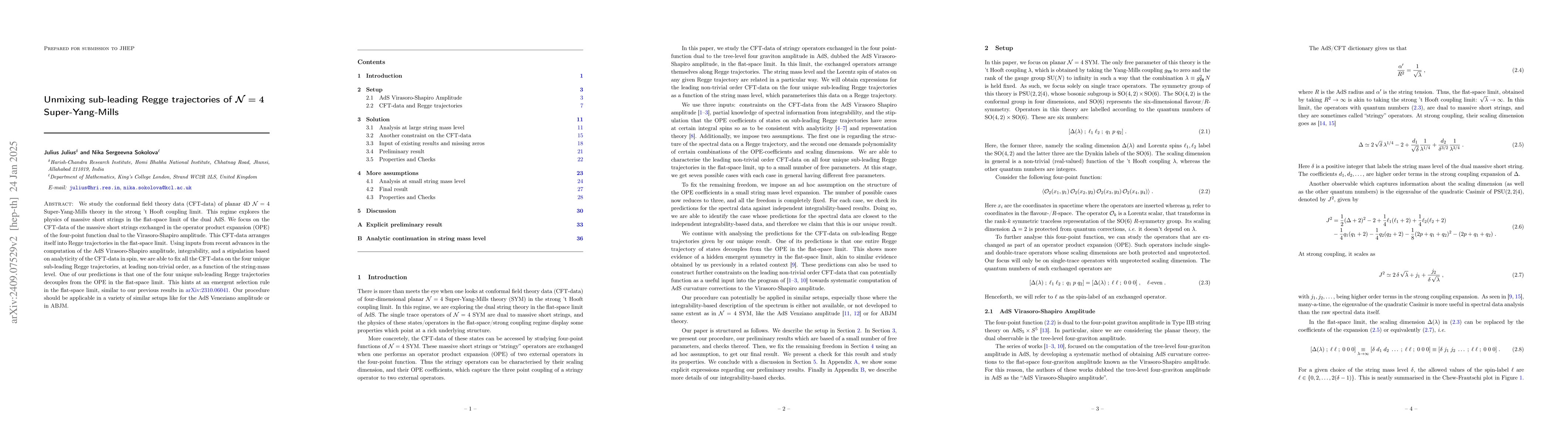 Thumbnail for Unmixing sub-leading Regge trajectories of $\mathcal{N} = 4$
  Super-Yang-Mills