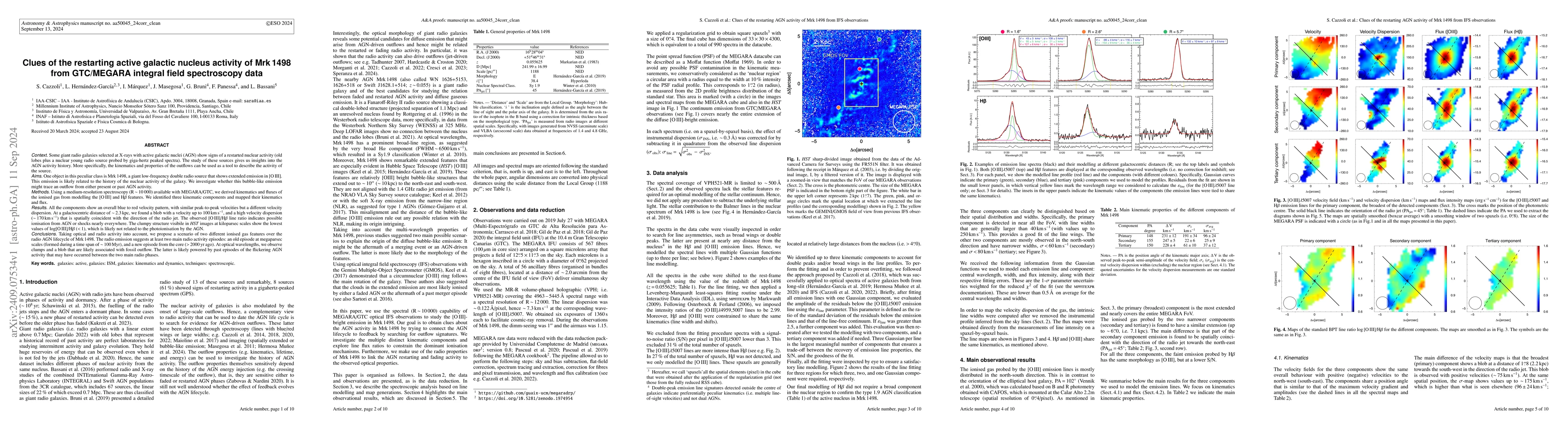 Thumbnail for Clues of the restarting active galactic nucleus activity of Mrk 1498
  from GTC/MEGARA integral field spectroscopy data