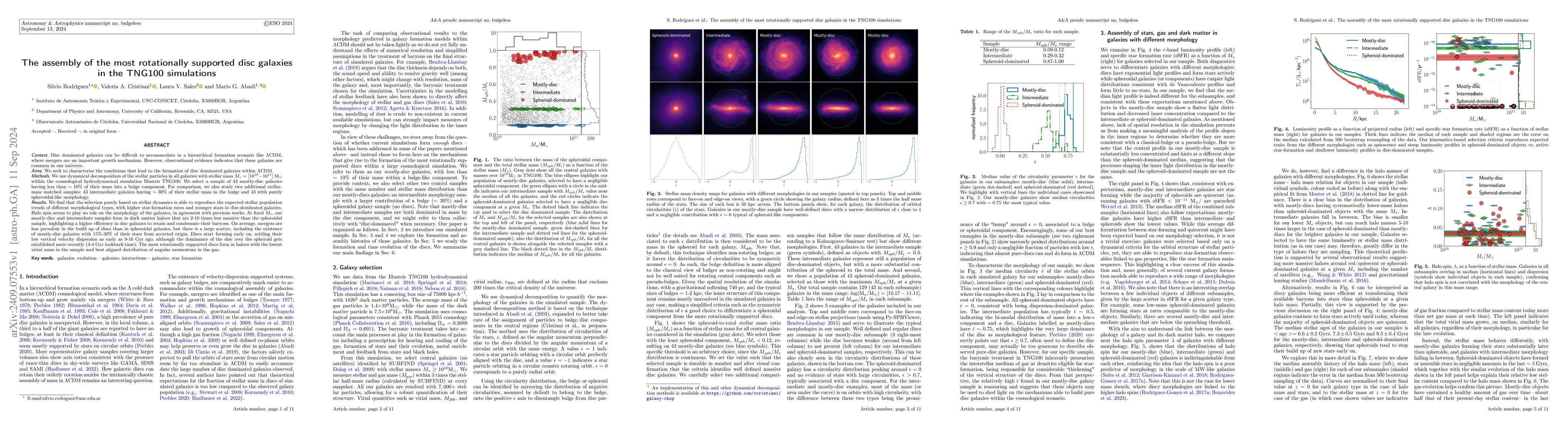 Thumbnail for The assembly of the most rotationally supported disc galaxies in the
  TNG100 simulations