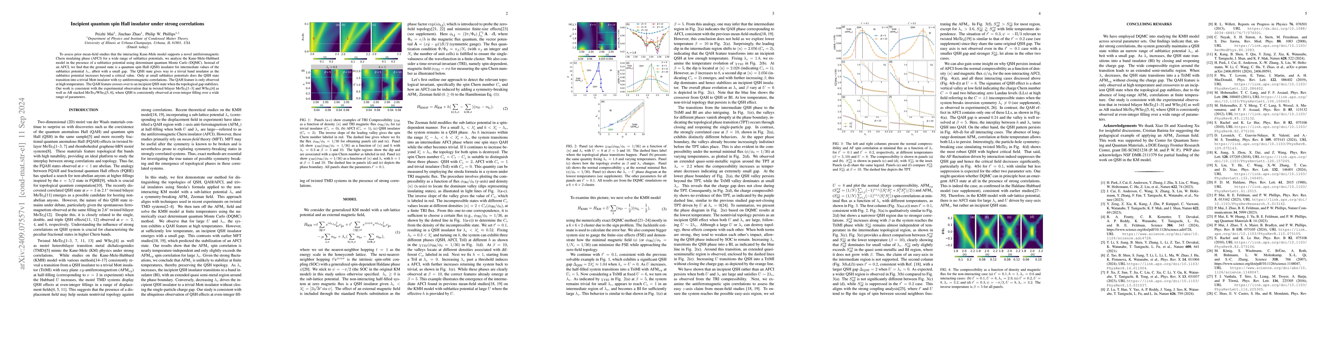 Thumbnail for Incipient quantum spin Hall insulator under strong correlations