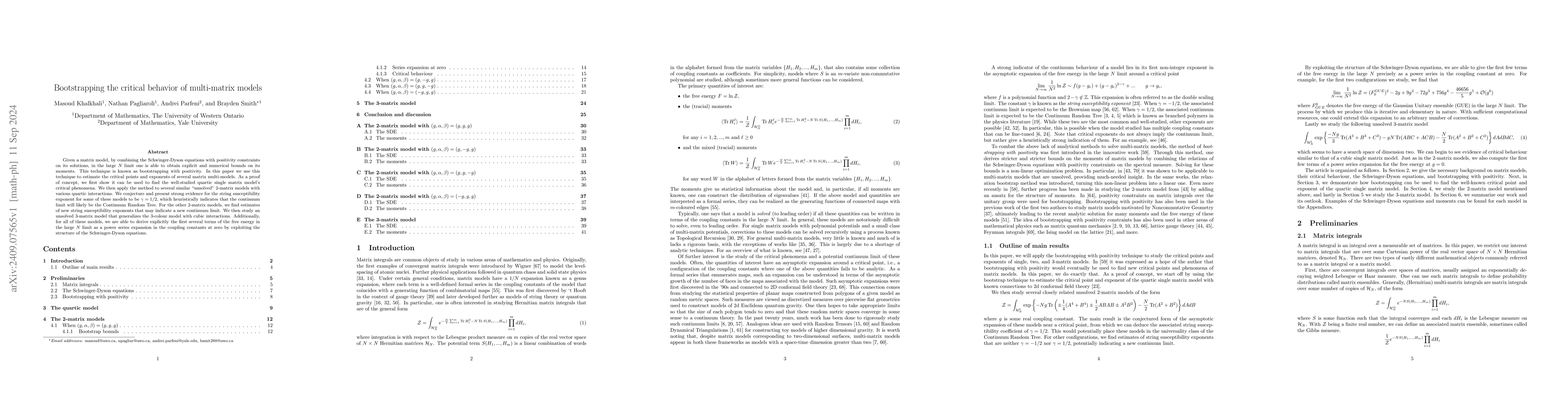Thumbnail for Bootstrapping the critical behavior of multi-matrix models