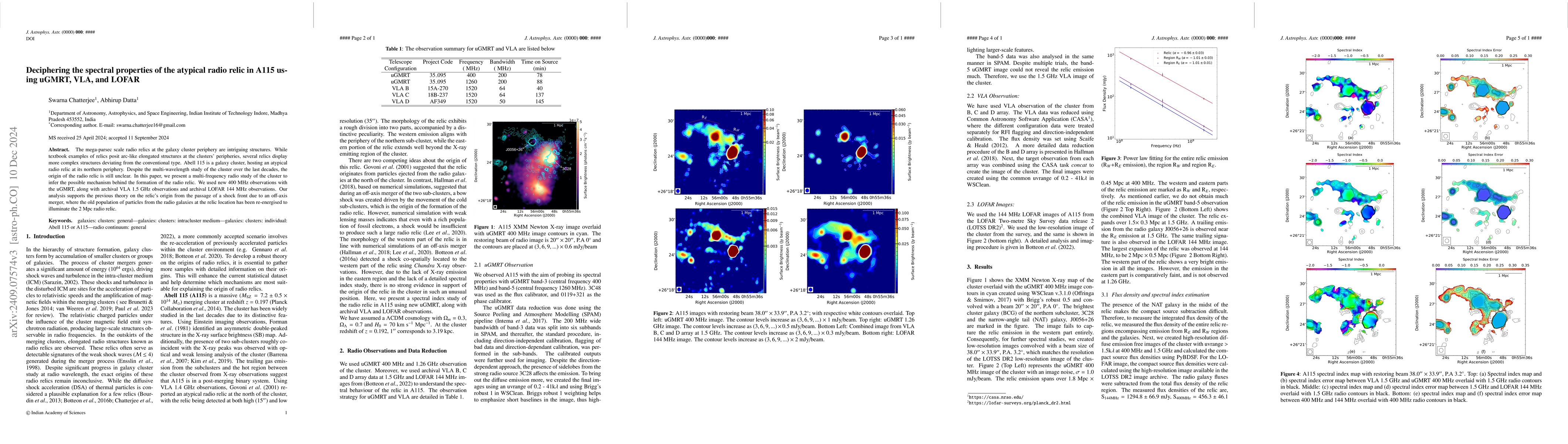 Thumbnail for Deciphering the spectral properties of the atypical radio relic in A115
  using uGMRT, VLA, and LOFAR