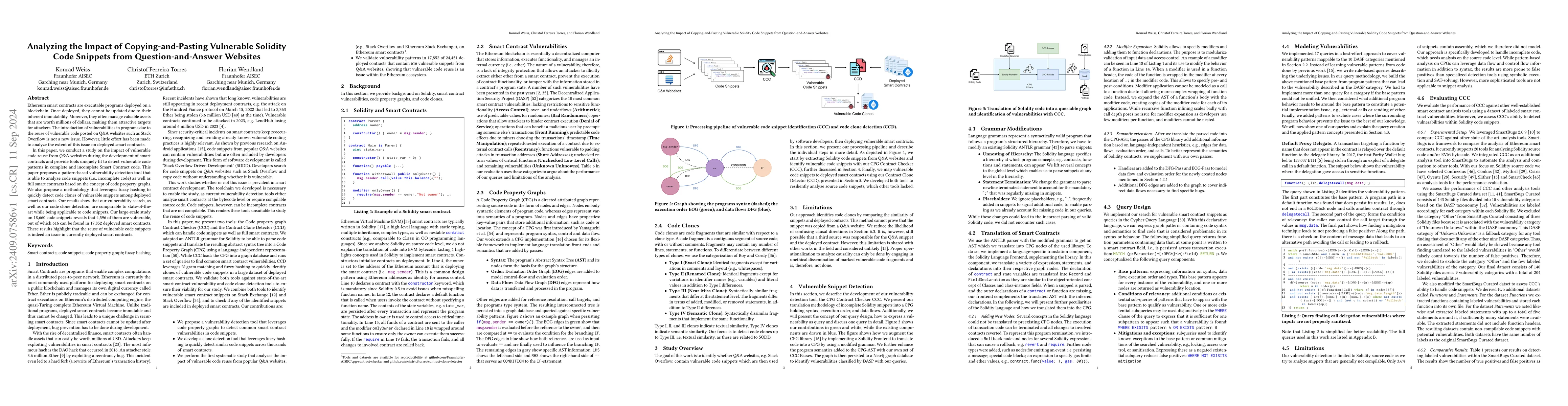 Thumbnail for Analyzing the Impact of Copying-and-Pasting Vulnerable Solidity Code
  Snippets from Question-and-Answer Websites