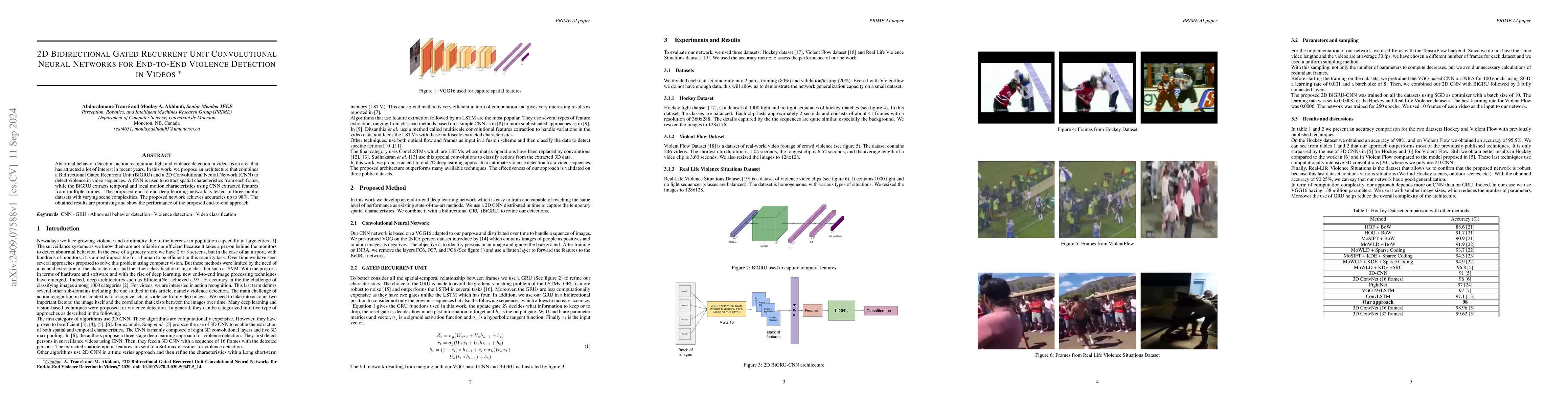 Thumbnail for 2D bidirectional gated recurrent unit convolutional Neural networks for
  end-to-end violence detection In videos