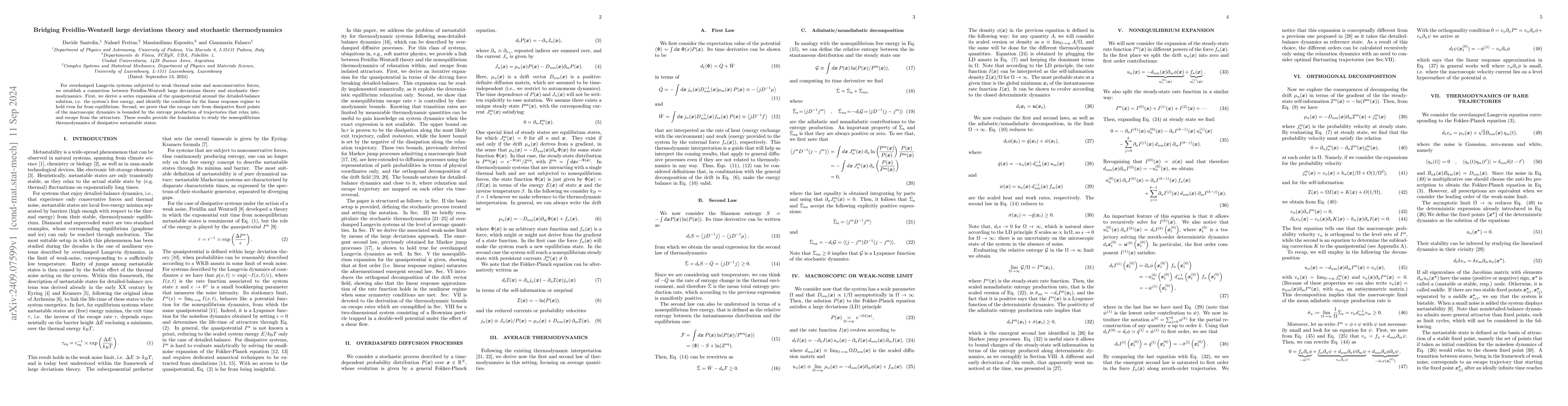 Thumbnail for Bridging Freidlin-Wentzell large deviations theory and stochastic
  thermodynamics