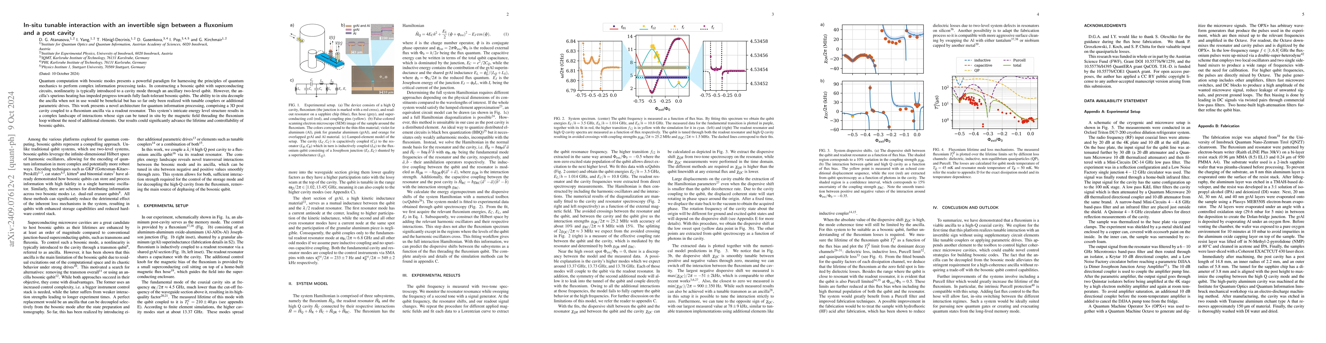 Thumbnail for In-situ tunable interaction with an invertible sign between a fluxonium
  and a post cavity