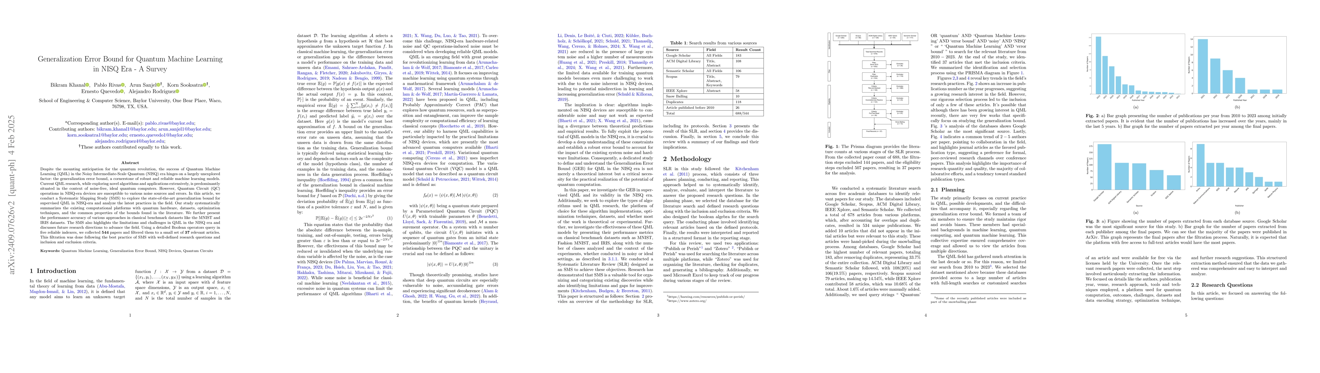 Thumbnail for Generalization Error Bound for Quantum Machine Learning in NISQ Era -- A
  Survey