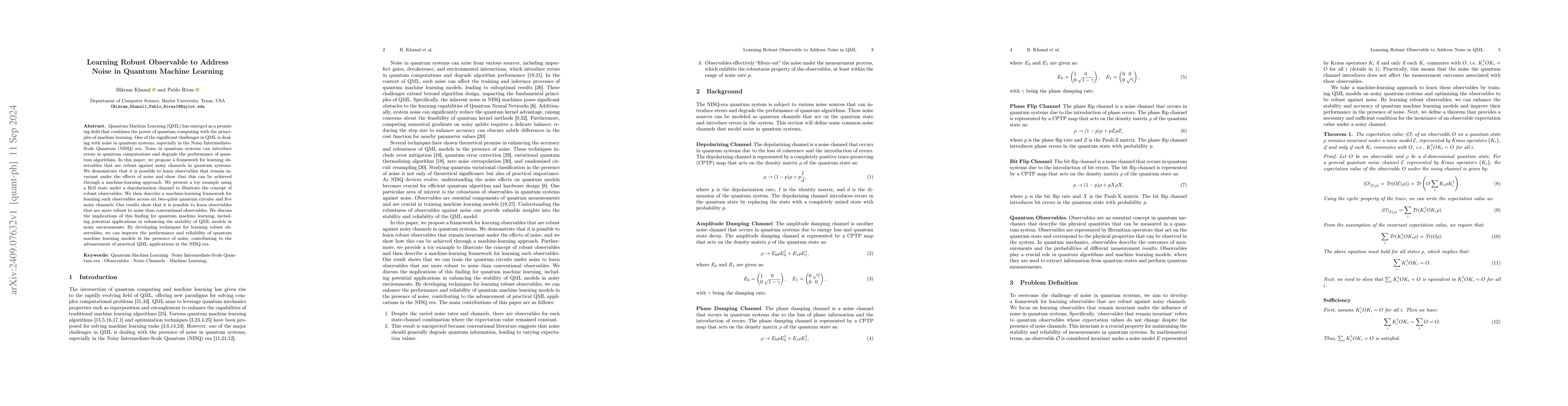 Thumbnail for Learning Robust Observable to Address Noise in Quantum Machine Learning