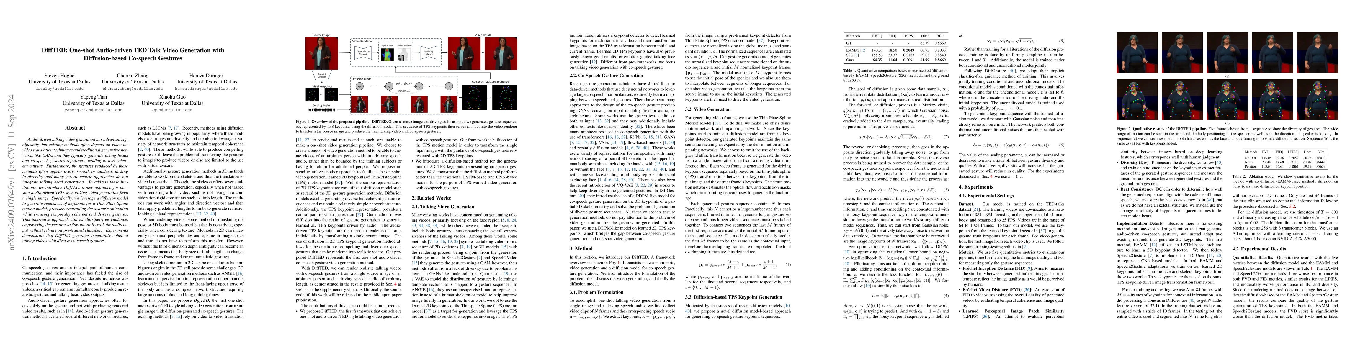 Thumbnail for DiffTED: One-shot Audio-driven TED Talk Video Generation with
  Diffusion-based Co-speech Gestures