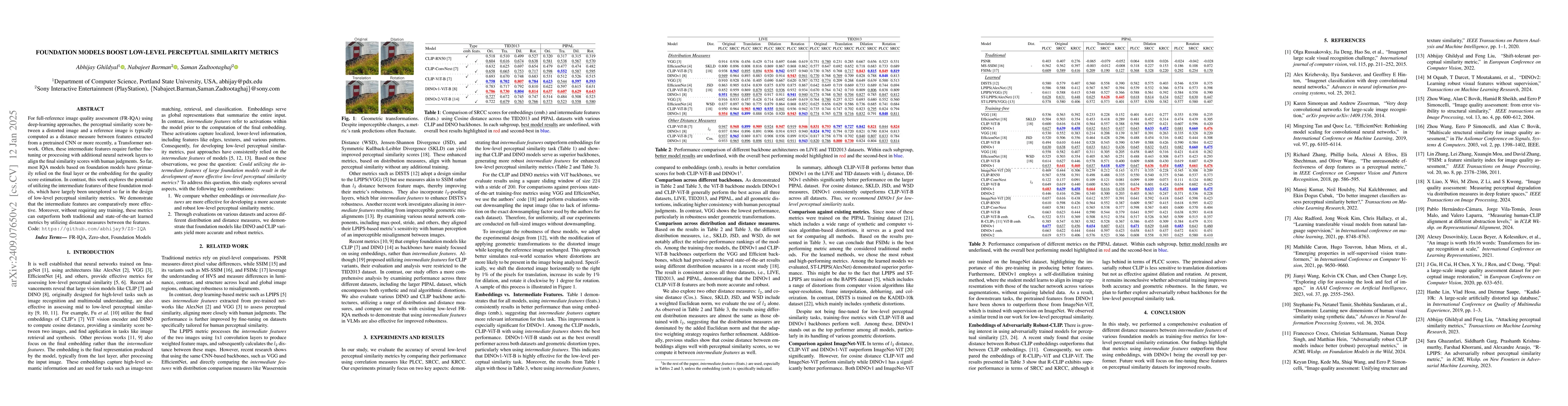 Thumbnail for Foundation Models Boost Low-Level Perceptual Similarity Metrics