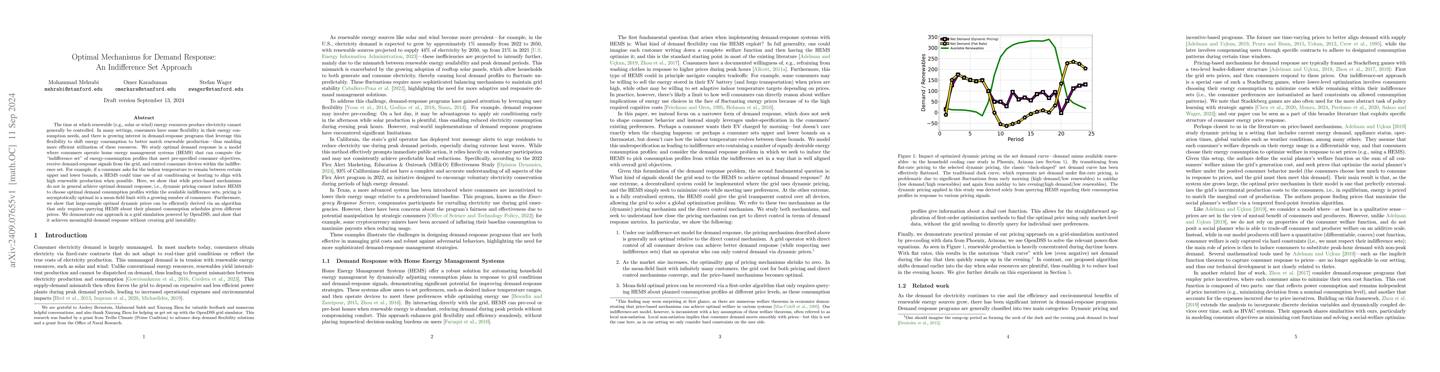 Thumbnail for Optimal Mechanisms for Demand Response: An Indifference Set Approach