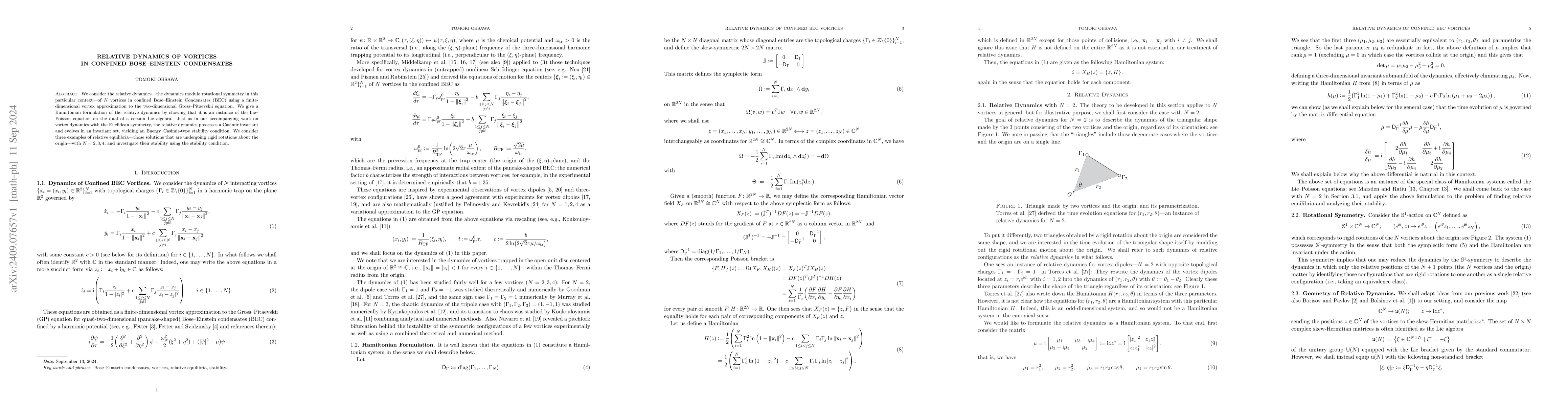 Thumbnail for Relative Dynamics of Vortices in Confined Bose--Einstein Condensates