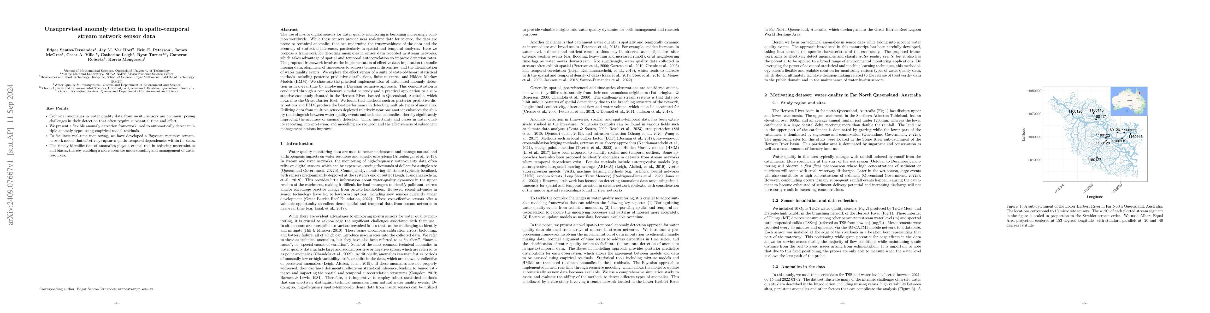 Thumbnail for Unsupervised anomaly detection in spatio-temporal stream network sensor
  data