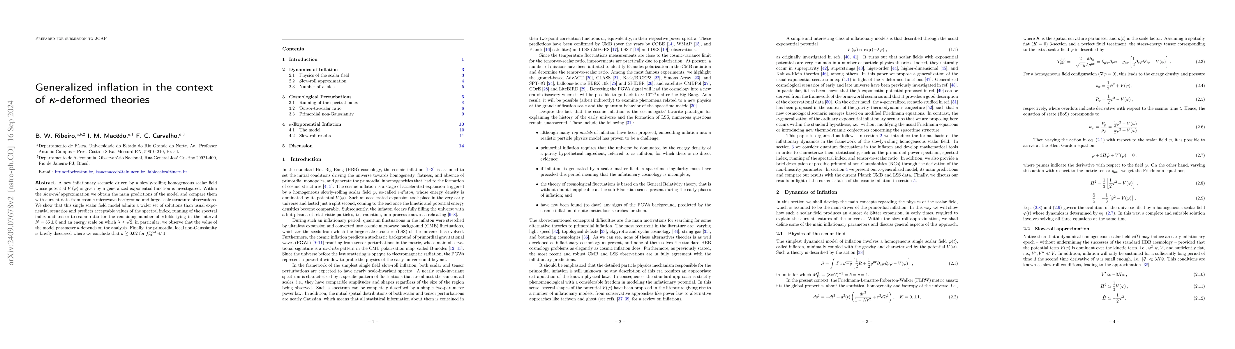Thumbnail for Generalized inflation in the context of $κ$-deformed theories
