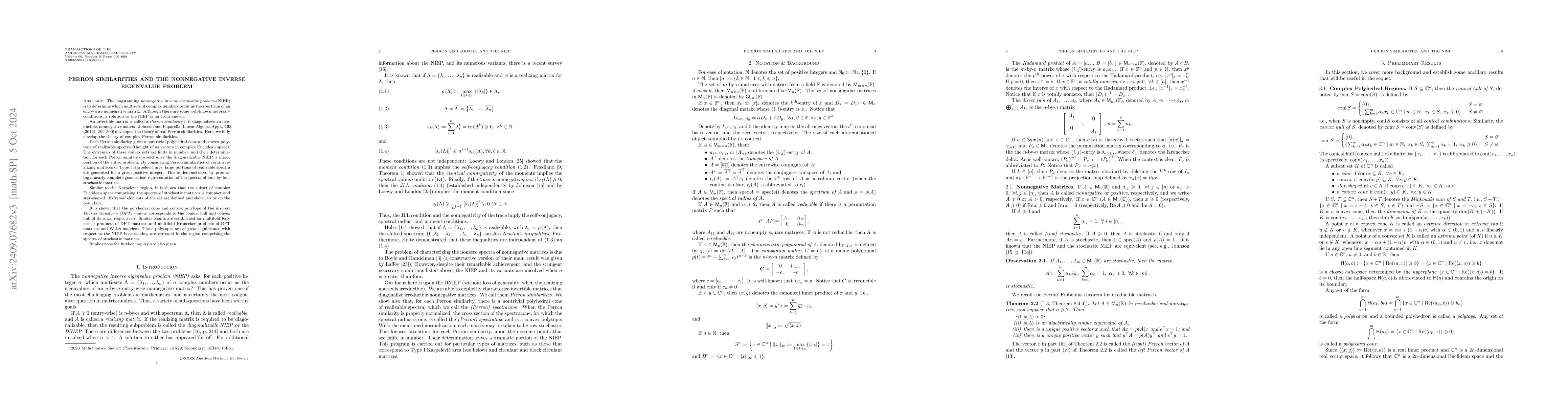 Thumbnail for Perron similarities and the nonnegative inverse eigenvalue problem
