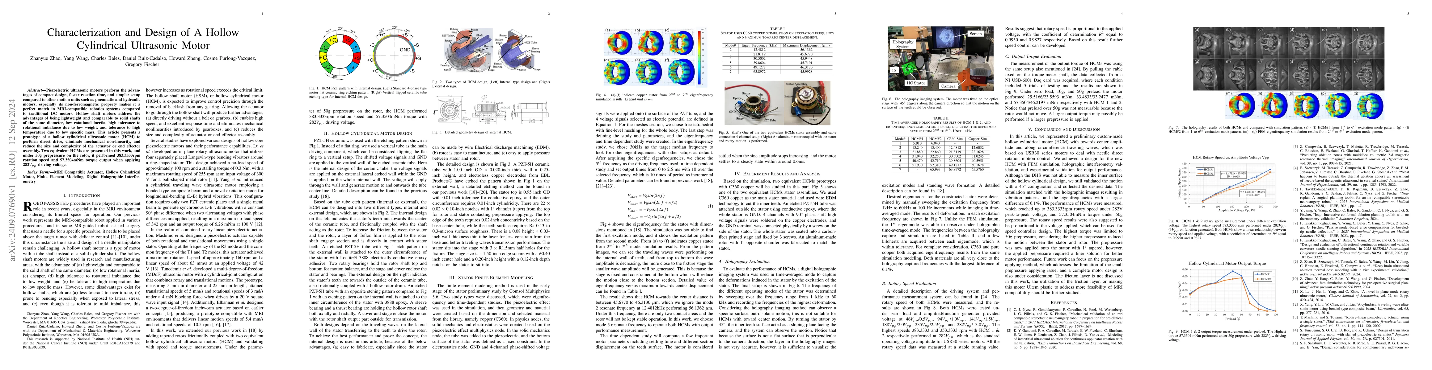 Thumbnail for Characterization and Design of A Hollow Cylindrical Ultrasonic Motor