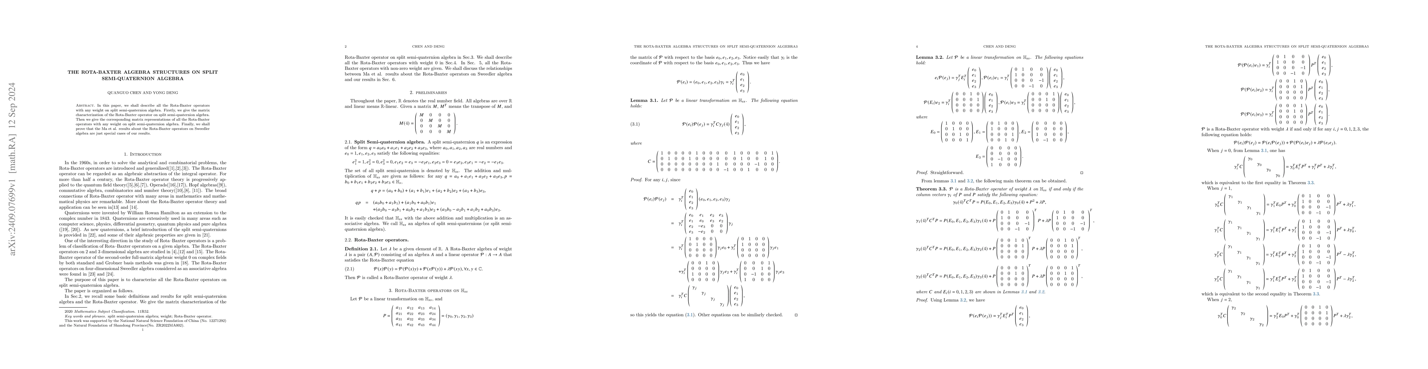 Thumbnail for The Rota-Baxter algebra structures on split semi-quaternion algebra