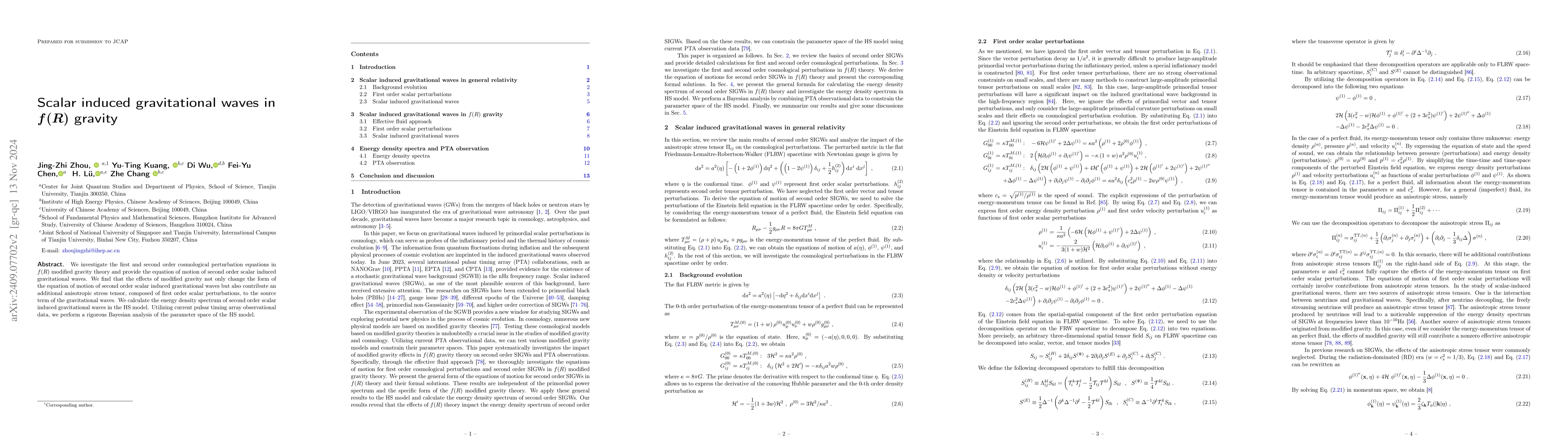 Thumbnail for Scalar induced gravitational waves in f(R) gravity