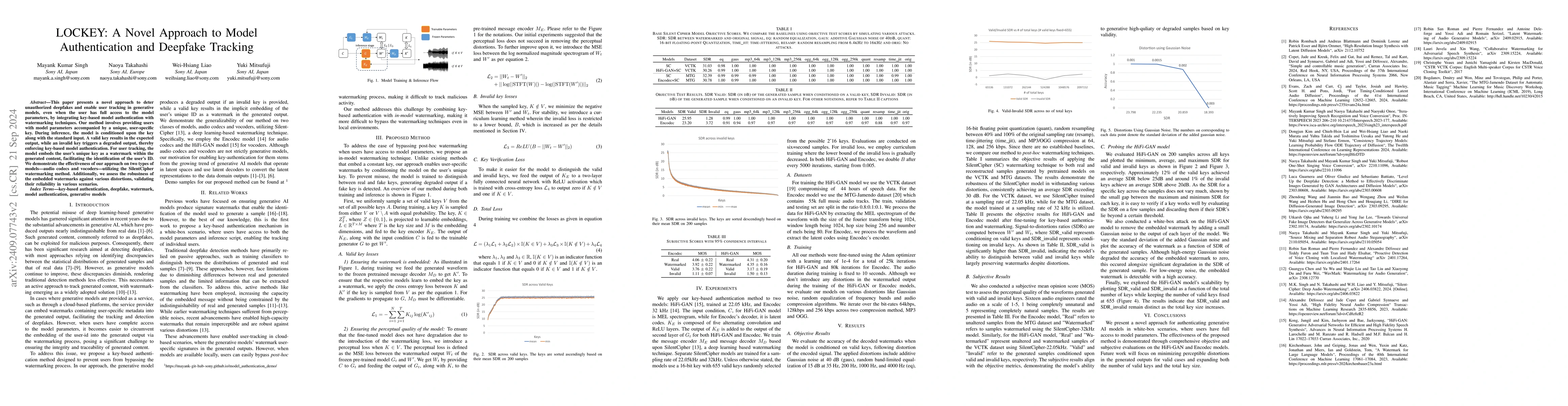 Thumbnail for LOCKEY: A Novel Approach to Model Authentication and Deepfake Tracking