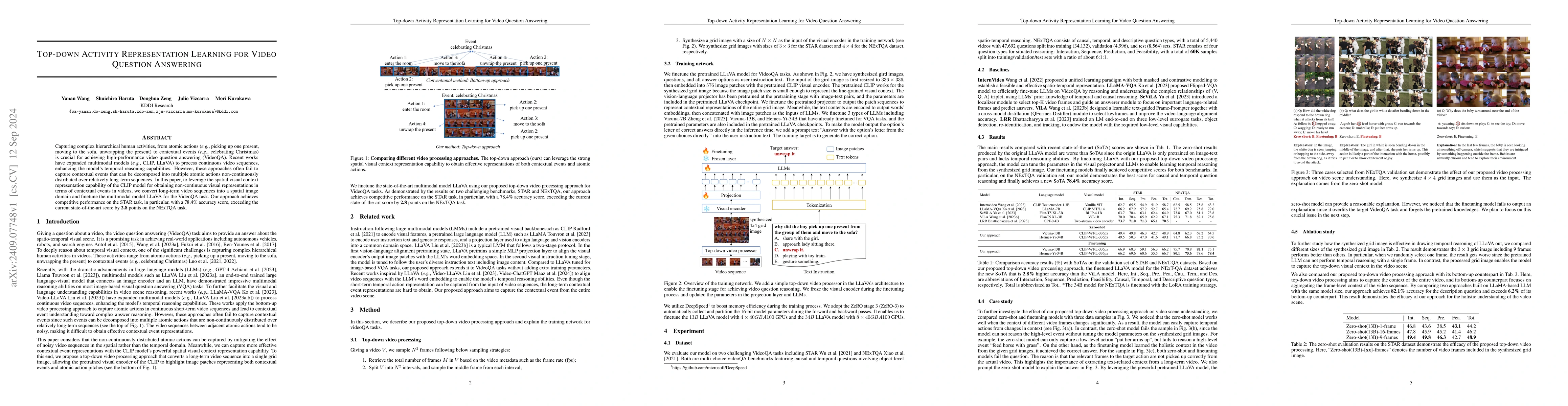 Thumbnail for Top-down Activity Representation Learning for Video Question Answering