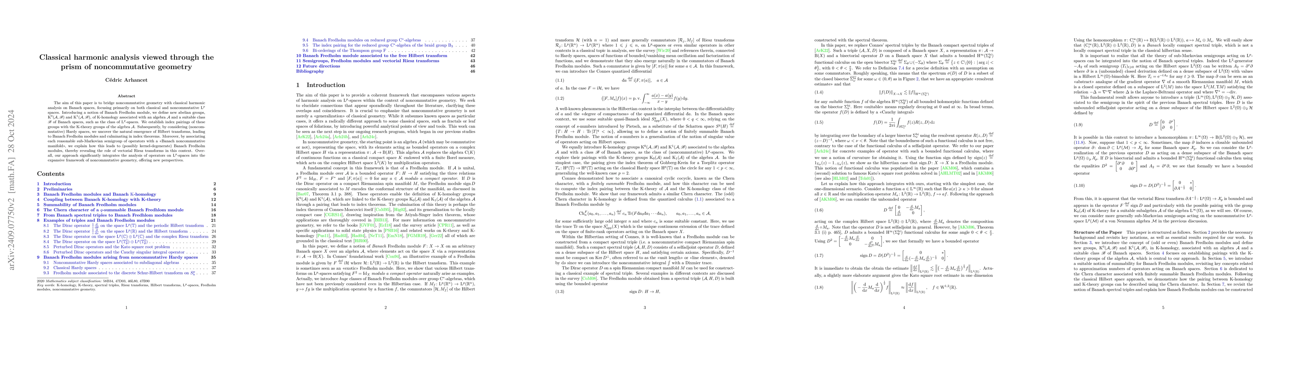 Thumbnail for Classical harmonic analysis viewed through the prism of noncommutative
  geometry