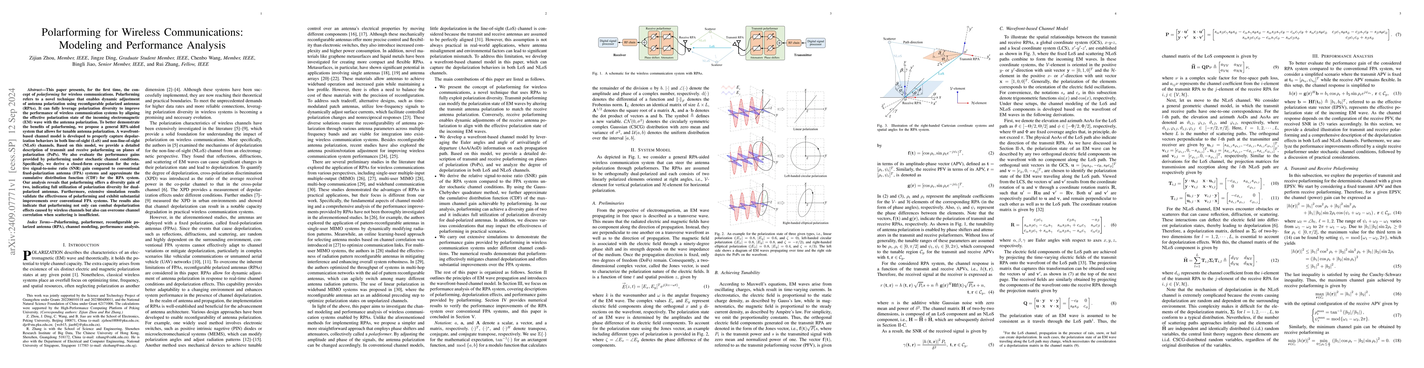 Thumbnail for Polarforming for Wireless Communications: Modeling and Performance
  Analysis