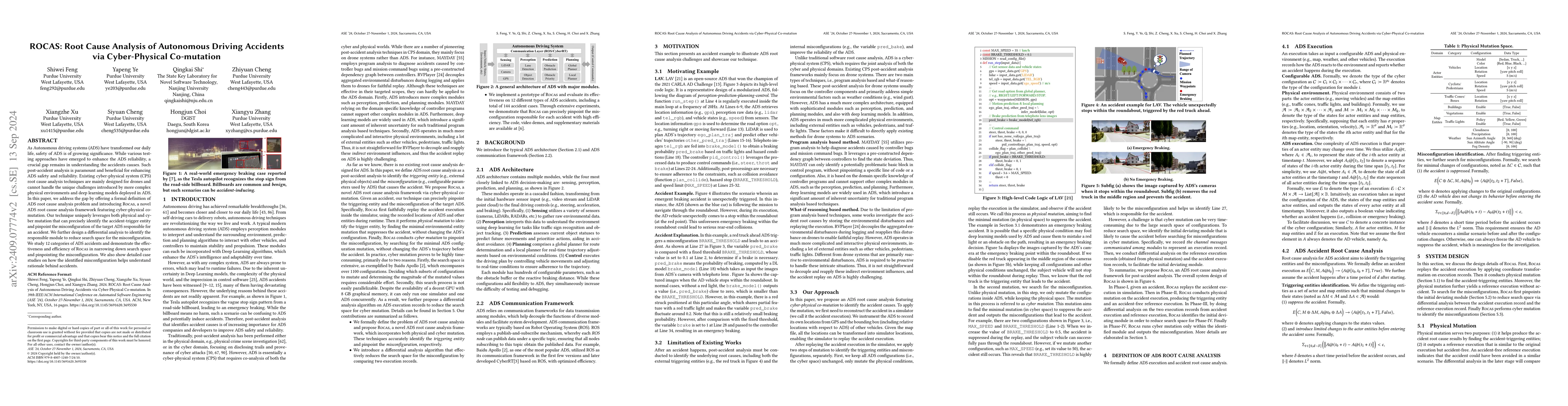 Thumbnail for ROCAS: Root Cause Analysis of Autonomous Driving Accidents via
  Cyber-Physical Co-mutation