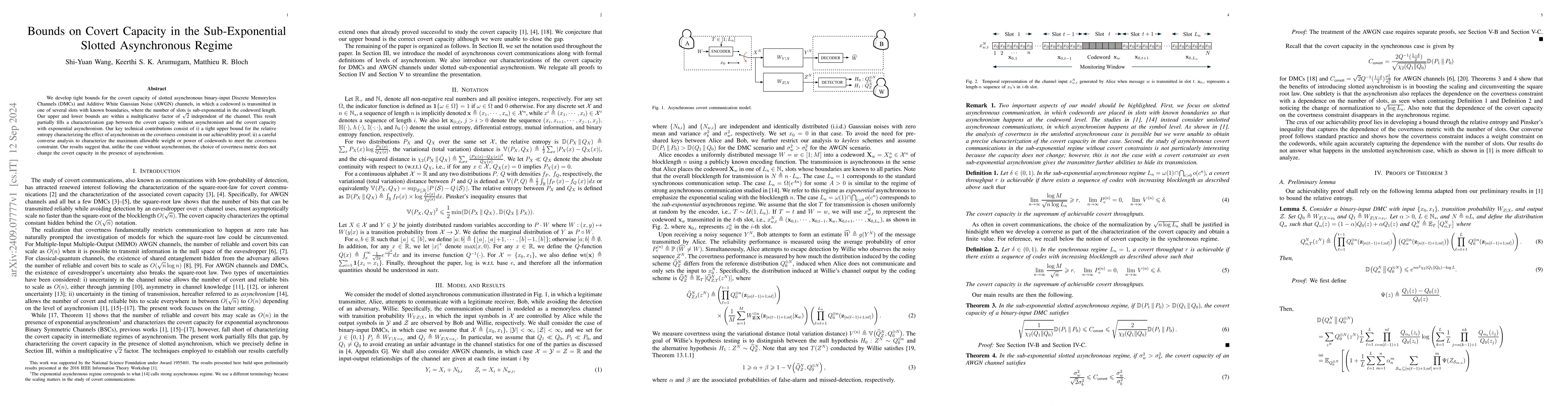 Thumbnail for Bounds on Covert Capacity in the Sub-Exponential Slotted Asynchronous
  Regime