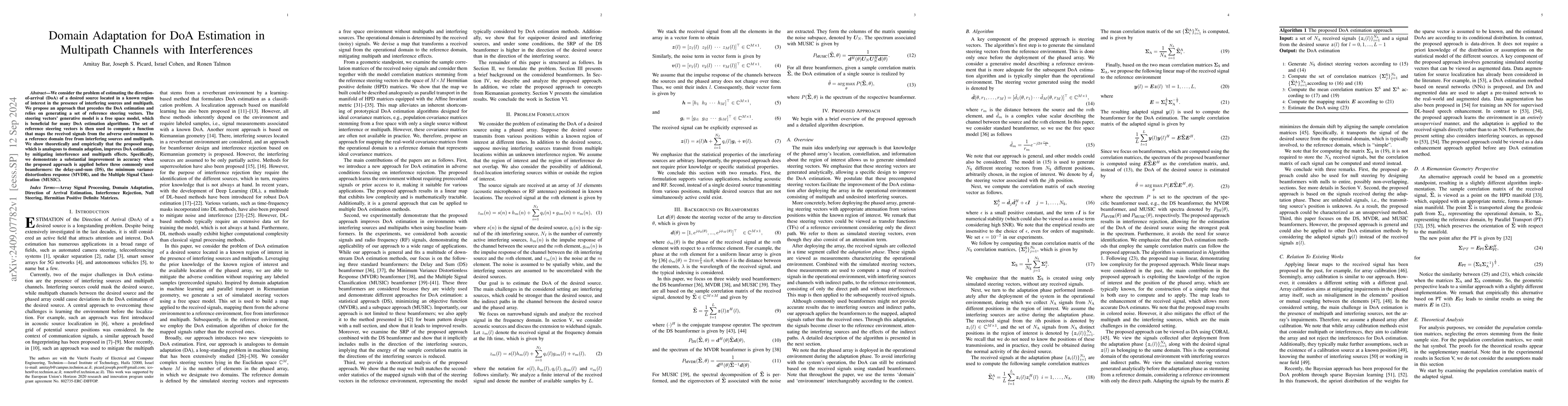 Thumbnail for Domain Adaptation for DoA Estimation in Multipath Channels with
  Interferences