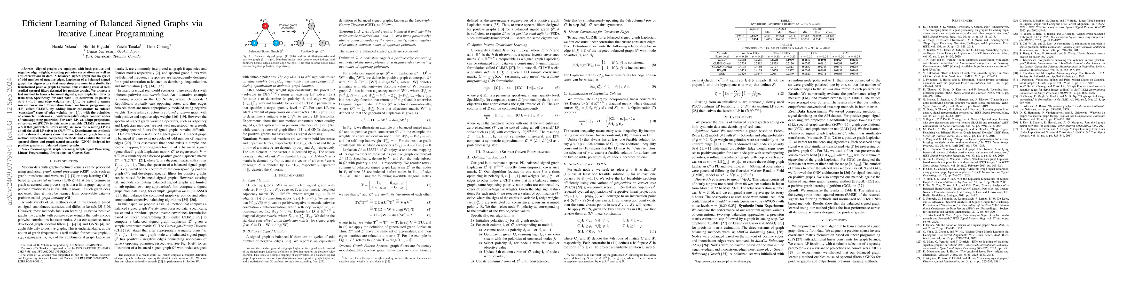 Thumbnail for Efficient Learning of Balanced Signed Graphs via Iterative Linear
  Programming