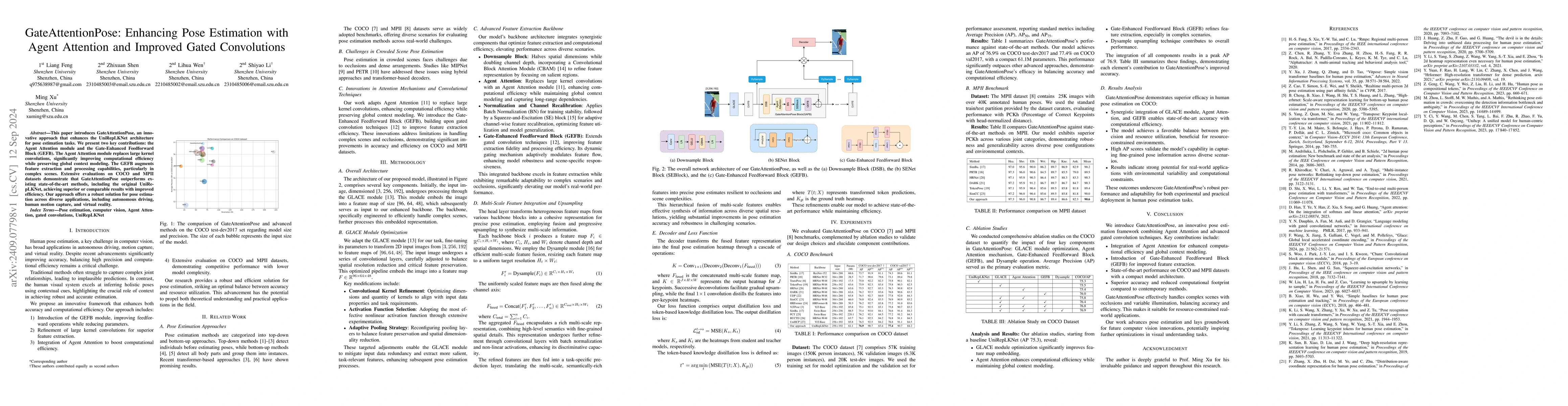 Thumbnail for GateAttentionPose: Enhancing Pose Estimation with Agent Attention and
  Improved Gated Convolutions