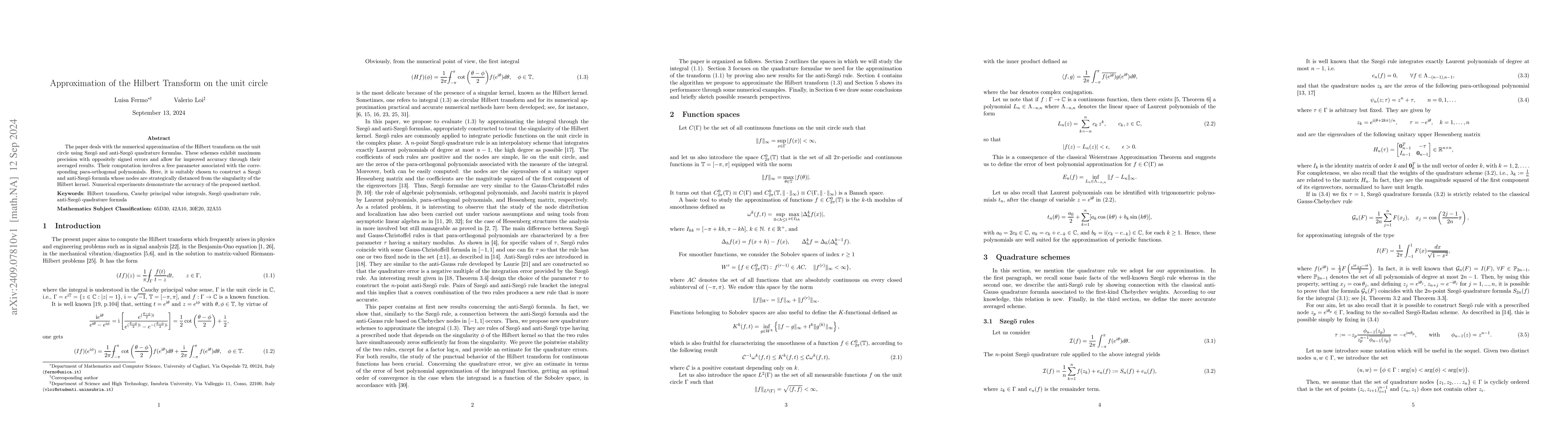 Thumbnail for Approximation of the Hilbert Transform on the unit circle