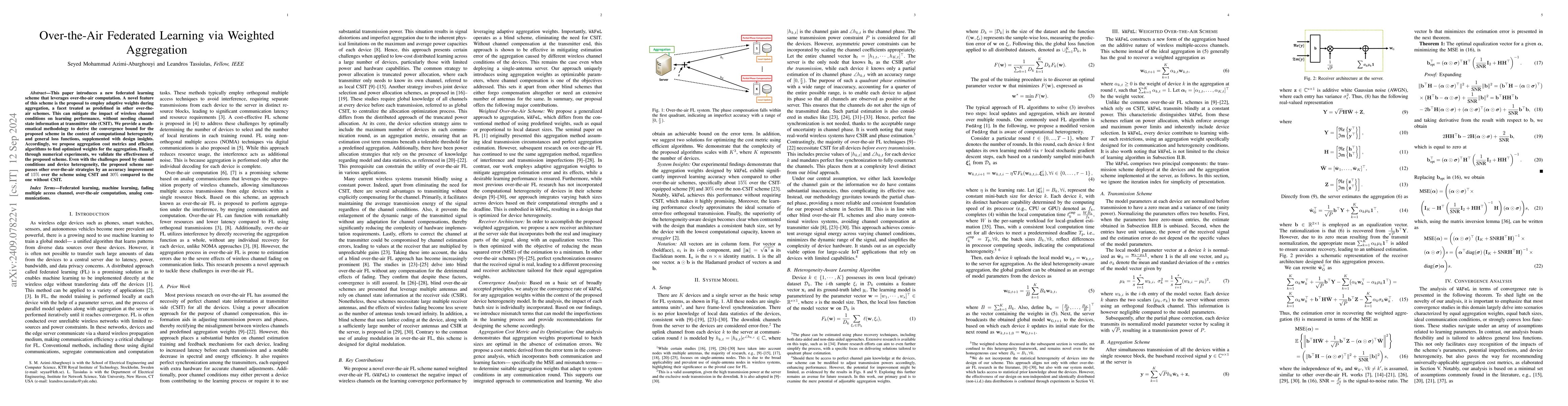 Thumbnail for Over-the-Air Federated Learning via Weighted Aggregation