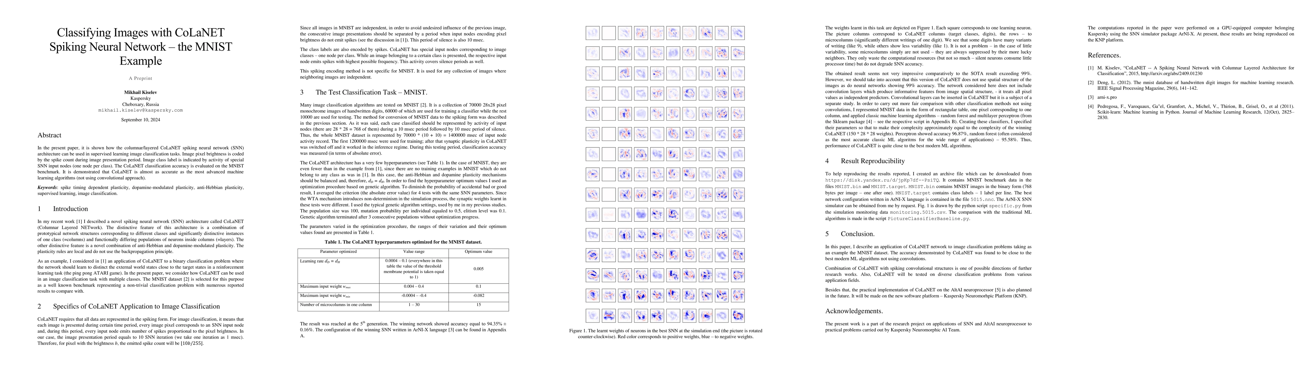 Thumbnail for Classifying Images with CoLaNET Spiking Neural Network -- the MNIST
  Example