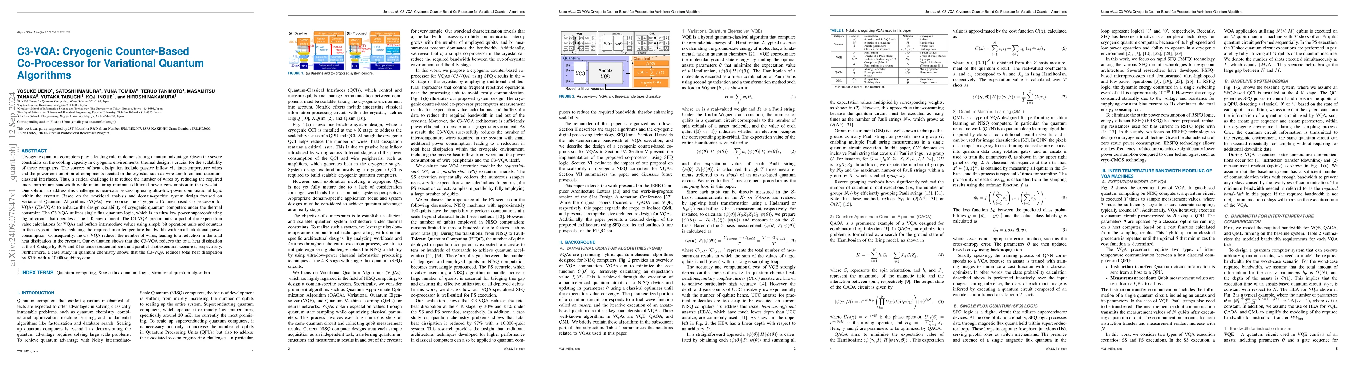 Thumbnail for C3-VQA: Cryogenic Counter-based Co-processor for Variational Quantum
  Algorithms