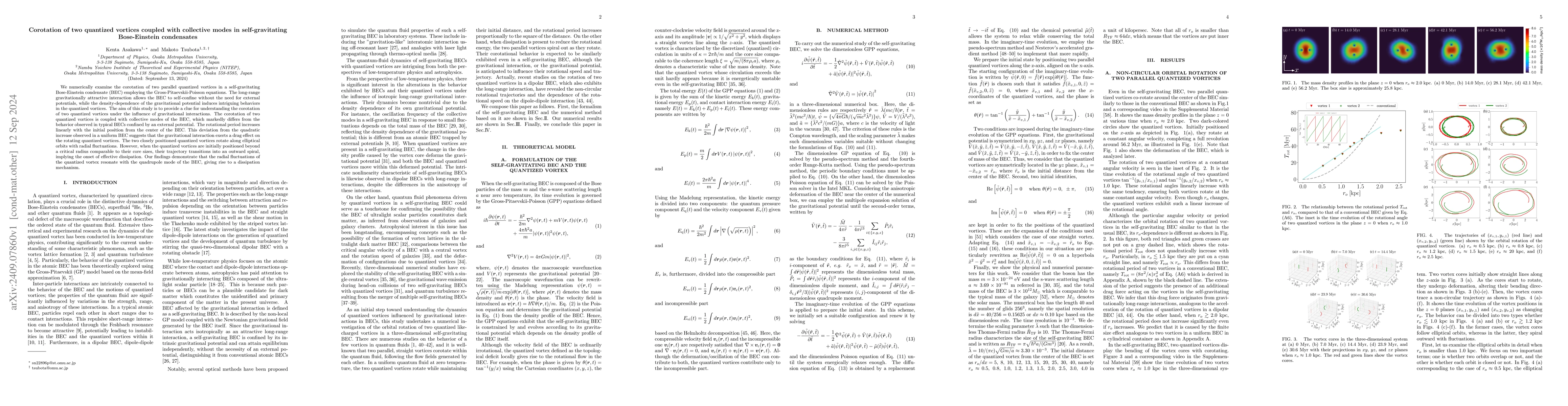 Thumbnail for Corotation of two quantized vortices coupled with collective modes in
  self-gravitating Bose-Einstein condensates