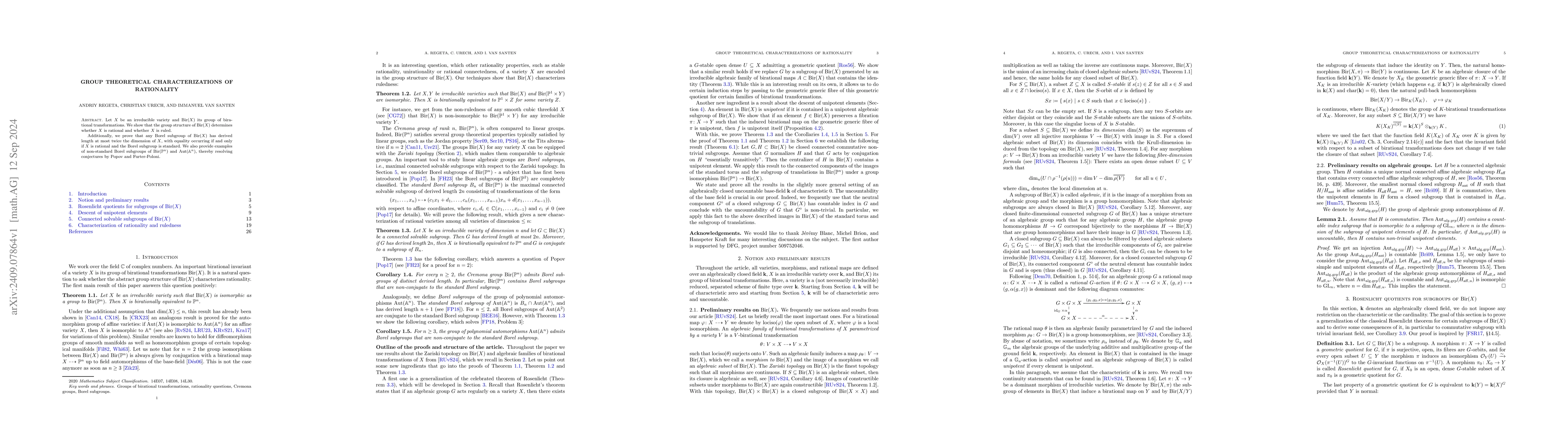 Thumbnail for Group Theoretical Characterizations of Rationality