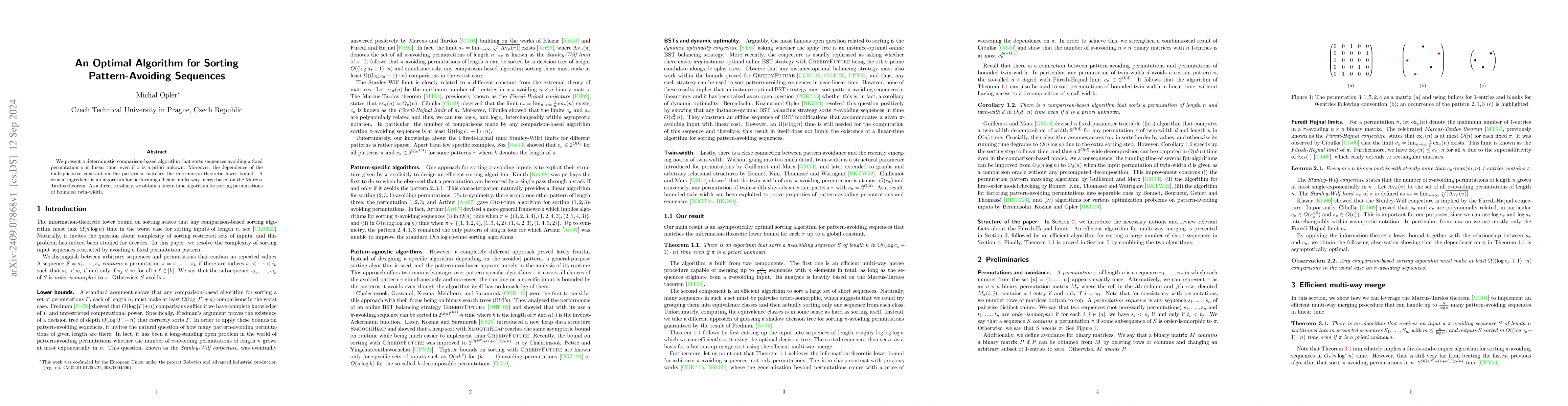 Thumbnail for An Optimal Algorithm for Sorting Pattern-Avoiding Sequences