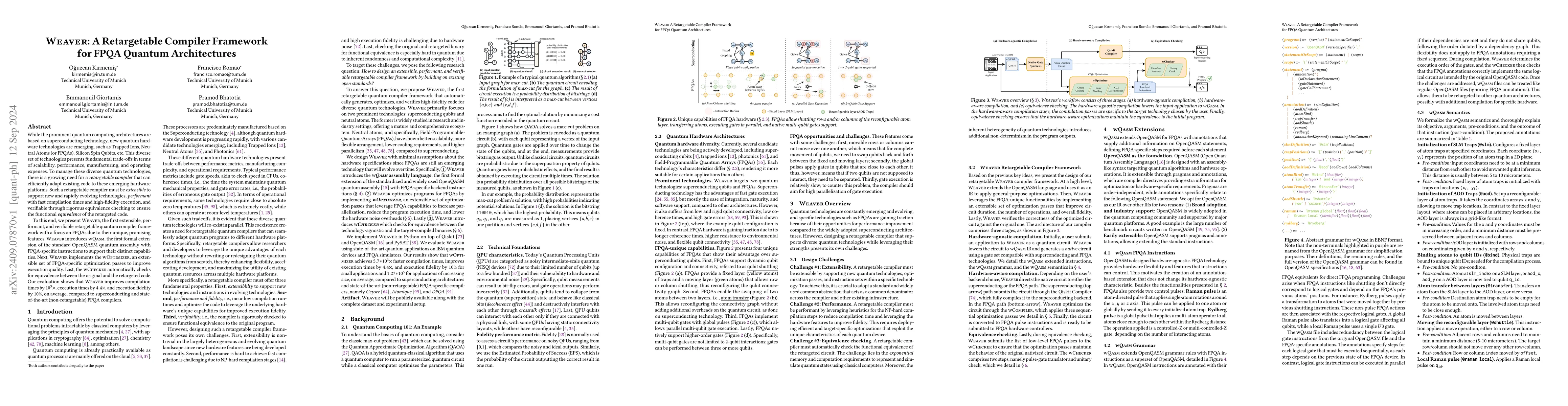 Thumbnail for Weaver: A Retargetable Compiler Framework for FPQA Quantum Architectures