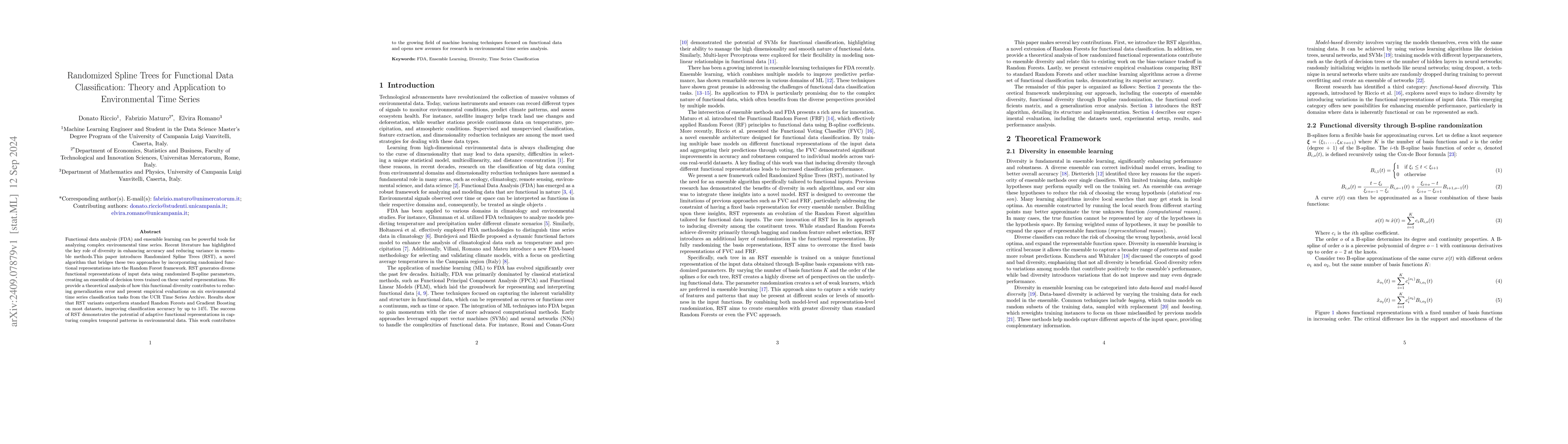 Thumbnail for Randomized Spline Trees for Functional Data Classification: Theory and
  Application to Environmental Time Series