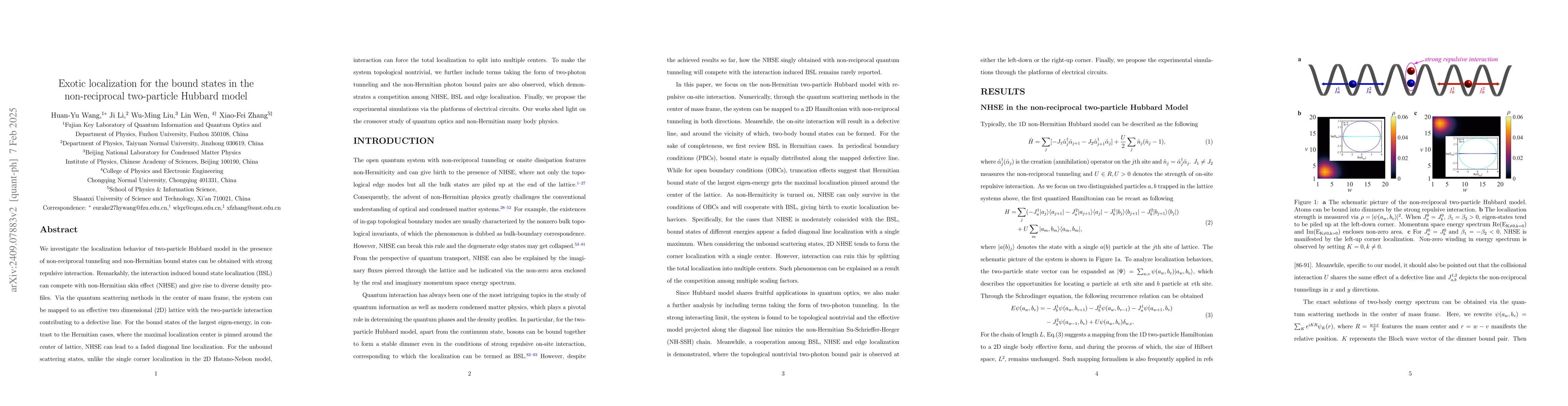 Thumbnail for Exotic localization for the bound states in the non-reciprocal
  two-particle Hubbard model
