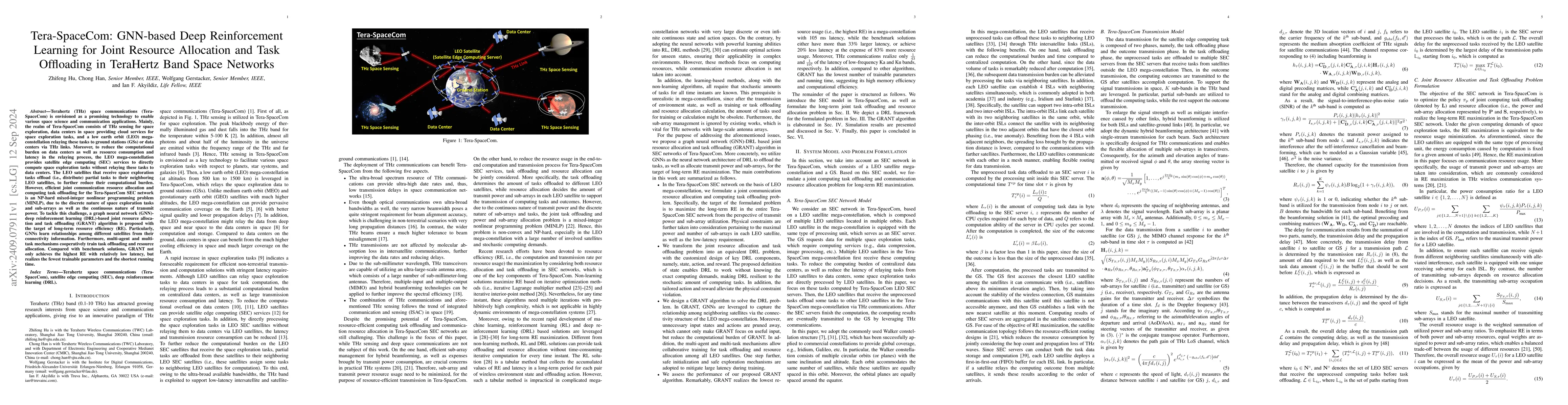 Thumbnail for Tera-SpaceCom: GNN-based Deep Reinforcement Learning for Joint Resource
  Allocation and Task Offloading in TeraHertz Band Space Networks