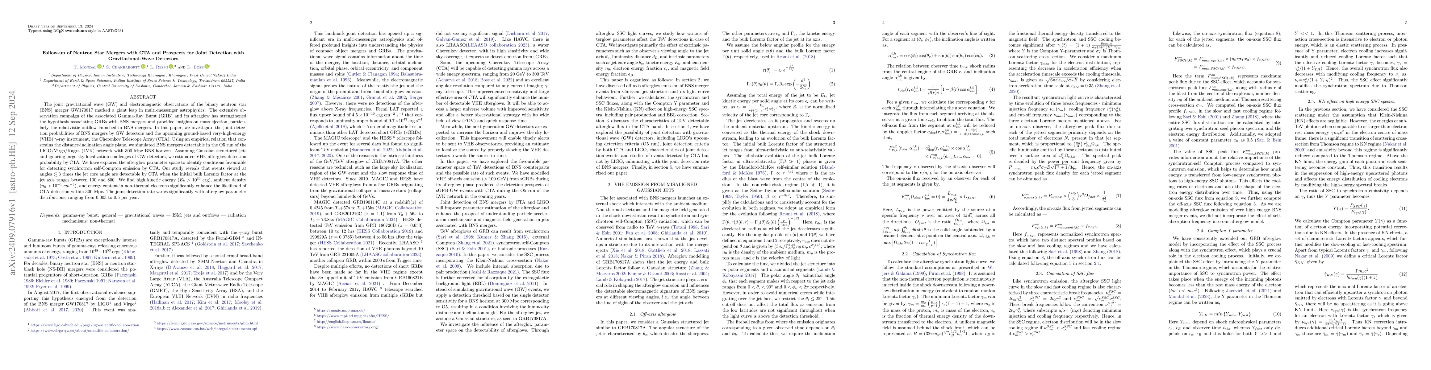Thumbnail for Follow-up of Neutron Star Mergers with CTA and Prospects for Joint
  Detection with Gravitational-Wave Detectors