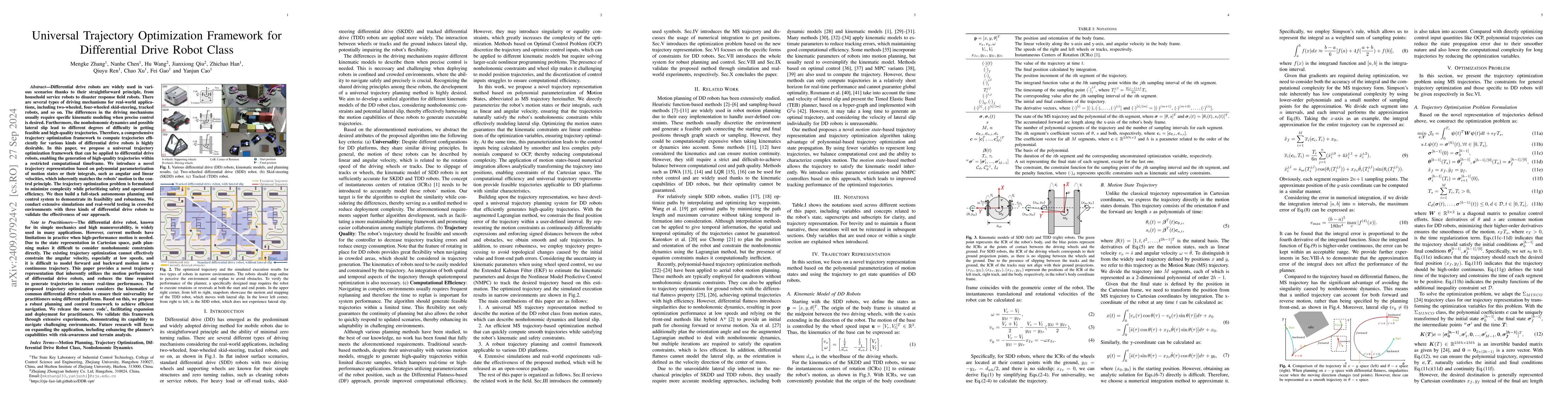Thumbnail for Universal Trajectory Optimization Framework for Differential Drive Robot
  Class