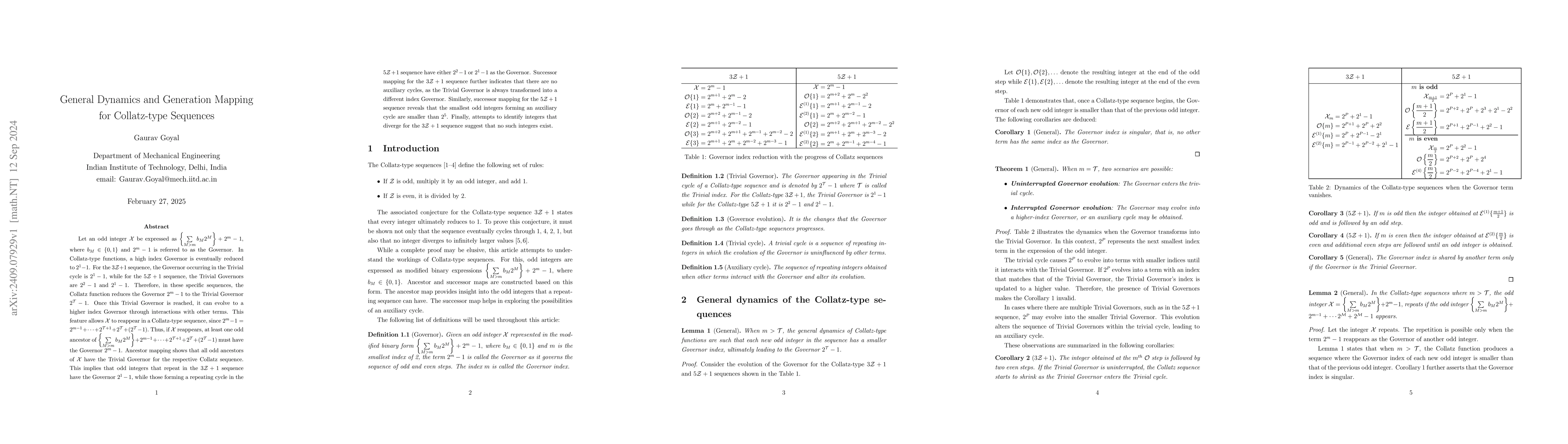 Thumbnail for General Dynamics and Generation Mapping for Collatz-type Sequences